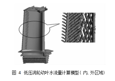 圖 4	低壓渦輪動(dòng)葉水流量計(jì)算模型( 內(nèi)、外區(qū)域)