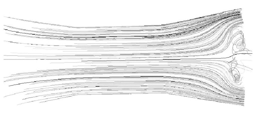 圖4 入口速度為0.1m/s的軌跡圖Figure 4 Pathlines of 0.1m/s inlet velocity