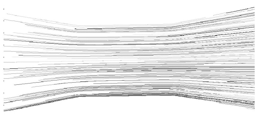 圖1 1 入口速度為5.0m/s的軌跡圖Figure 11 Pathlines of 5.0m/s inlet velocity