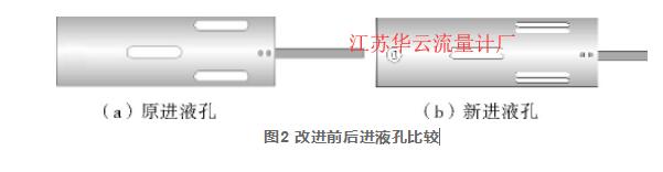 圖2 改進(jìn)前后進(jìn)液孔比較